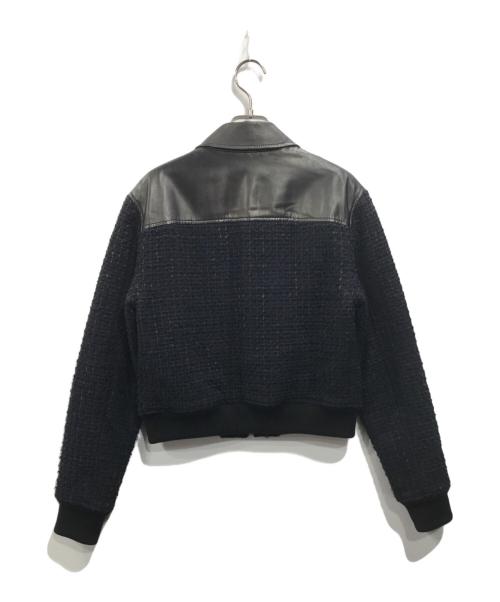 T by ALEXANDER WANG（ティーバイアレキサンダーワン）T by ALEXANDER WANG (ティーバイアレキサンダーワン) レザー切替ツイードジャケット ブラック×ネイビー サイズ:XSの古着・服飾アイテム