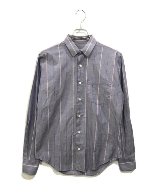 AMI Alexandre Mattiussi（アミアレクサンドルマテュッシ）AMI Alexandre Mattiussi (アミ アレクサンドル マテュッシ) ストライプシャツ ネイビー サイズ:Sの古着・服飾アイテム