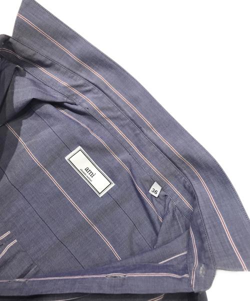 AMI Alexandre Mattiussi（アミアレクサンドルマテュッシ）AMI Alexandre Mattiussi (アミ アレクサンドル マテュッシ) ストライプシャツ ネイビー サイズ:Sの古着・服飾アイテム