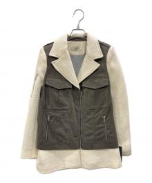 ZARA（ザラ）の古着「切替ライダースジャケット」｜グレー×ベージュ