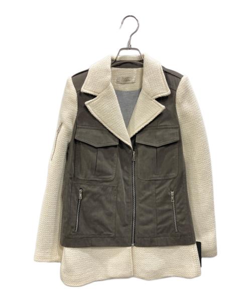 ZARA（ザラ）ZARA (ザラ) 切替ライダースジャケット グレー×ベージュ サイズ:XS 未使用品の古着・服飾アイテム