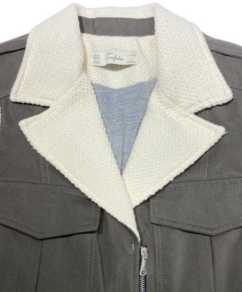 ZARA（ザラ）ZARA (ザラ) 切替ライダースジャケット グレー×ベージュ サイズ:XS 未使用品の古着・服飾アイテム