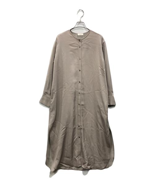 IENA（イエナ）IENA (イエナ) キュプラサテンノーカラーシャツワンピース ベージュ サイズ:表記なしの古着・服飾アイテム