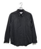 OVERCOATオーバーコート）の古着「DROPPED SHOULDER TOP WITH SHIRT COLLAR IN WOOL SHIRTING」｜ブラック