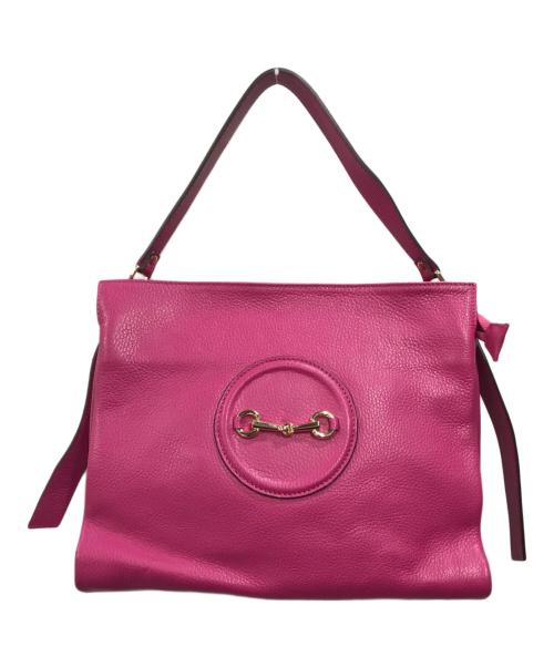LAURA DI MAGGIO（ローラディマジオ）LAURA DI MAGGIO (ローラディマジオ) ホースビットレザーバッグ ピンクの古着・服飾アイテム