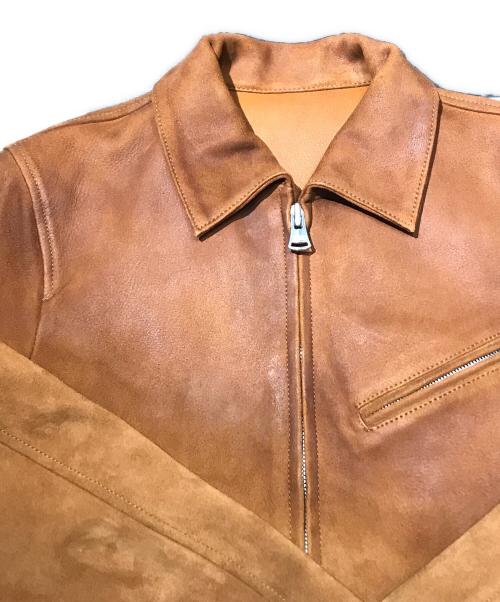 ISAMU KATAYAMA BACKLASH（イサムカタヤマ・バックラッシュ）ISAMU KATAYAMA BACKLASH (イサムカタヤマ・バックラッシュ) インディアンゴートナパラン加工襟付きシングルライダースジャケット ブラウン サイズ:Ｍの古着・服飾アイテム
