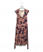 MOSCHINO CHEAP&CHICモスキーノ チープ アンド シック）の古着「シルク混ノースリーブワンピース」｜ネイビー×レッド