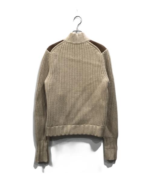 GRAN SASSO（グランサッソ）GRAN SASSO (グランサッソ) エコレザー切替ニットジャケット アイボリー サイズ:Freeの古着・服飾アイテム