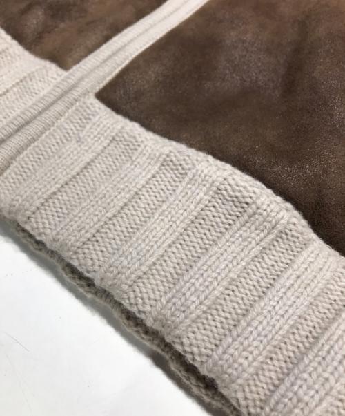 GRAN SASSO（グランサッソ）GRAN SASSO (グランサッソ) エコレザー切替ニットジャケット アイボリー サイズ:Freeの古着・服飾アイテム