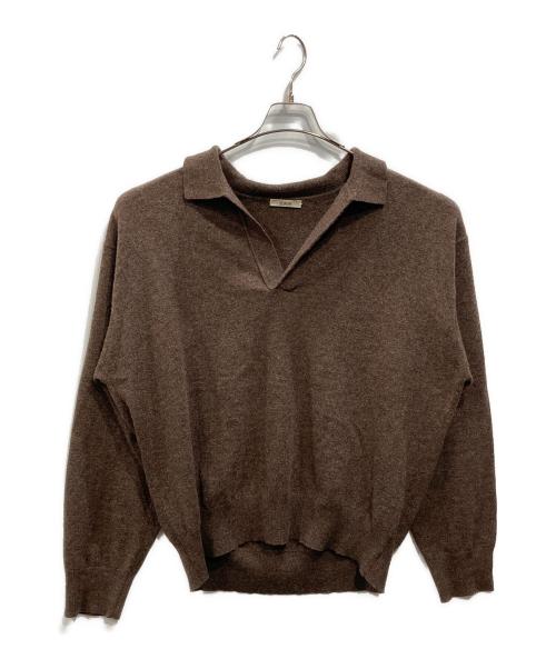 shiun（シウン）shiun (シウン) スキッパーニットポロシャツ ブラウン サイズ:Mの古着・服飾アイテム