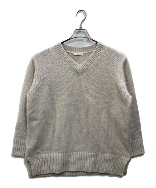 GALERIE VIE（ギャルリーヴィー）GALERIE VIE (ギャルリーヴィー) ファインウール Vネックプルオーバー ベージュ サイズ:Sの古着・服飾アイテム