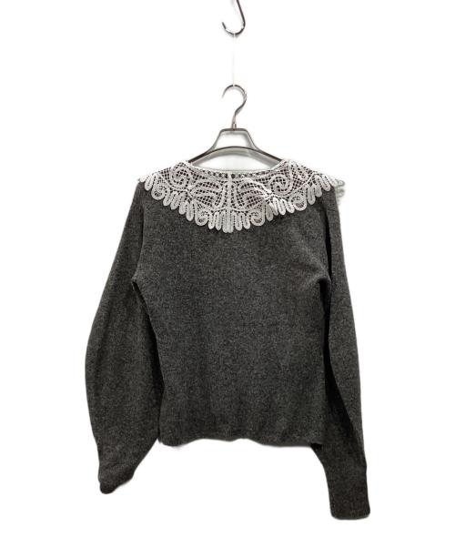 acka（エーシーケーエー）Acka (エーシーケーエー) lace collar knit cardigan グレー サイズ:Freeの古着・服飾アイテム