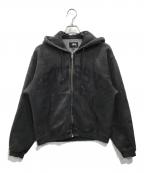 stussyステューシー）の古着「ZIP HOODIE FADED GRAPHIC」｜ブラック