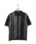 FRED PERRYフレッドペリー）の古着「ストライプド ニット シャツ」｜ブラック