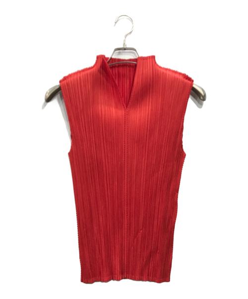 PLEATS PLEASE（プリーツプリーズ）PLEATS PLEASE (プリーツプリーズ) プリーツノースリーブブラウス レッド サイズ:3の古着・服飾アイテム