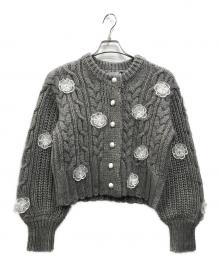 epine（エピヌ）の古着「フラワーケーブルニットカーディガン」｜グレー