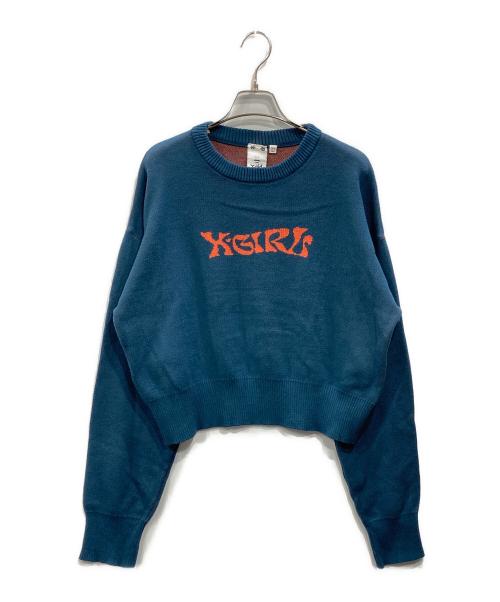 X-GIRL（エックスガール）X-girl (エックスガール) BUTTERFLY COMPACT KNIT TOP ブルー サイズ:ONE SIZEの古着・服飾アイテム