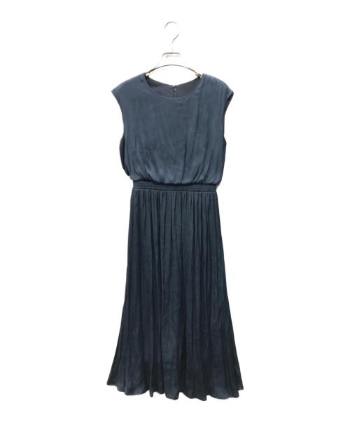 INDIVI（インディヴィ）INDIVI (インディヴィ) ドレープサテンワンピース ネイビー サイズ:38の古着・服飾アイテム