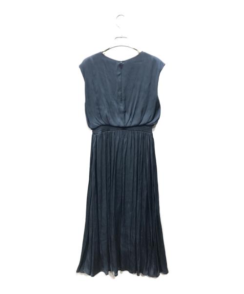 INDIVI（インディヴィ）INDIVI (インディヴィ) ドレープサテンワンピース ネイビー サイズ:38の古着・服飾アイテム