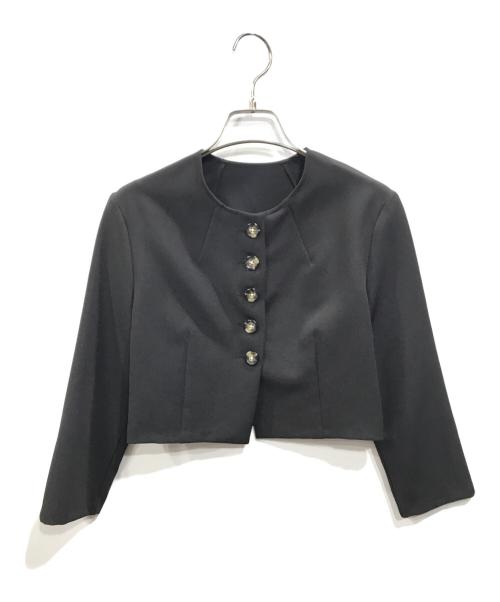 FRAY ID（フレイ アイディー）FRAY ID (フレイ アイディー) ダブルクロスクロップドジャケット ブラックの古着・服飾アイテム