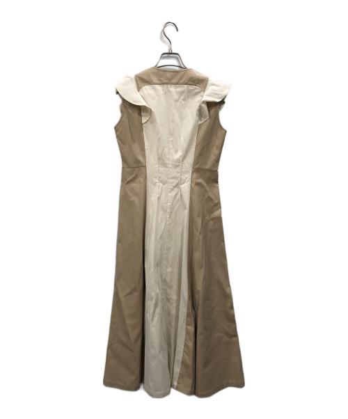 furfur（ファーファー）FURFUR (ファーファー) 異素材切替フレアワンピース ベージュ サイズ:ONE SIZEの古着・服飾アイテム