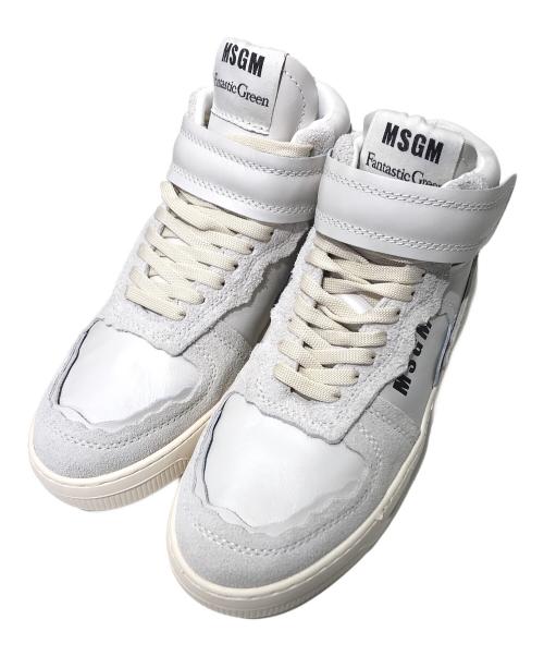 MSGM（エムエスジーエム）MSGM (エムエスジーエム) ハイカットスニーカー ベージュ サイズ:40の古着・服飾アイテム