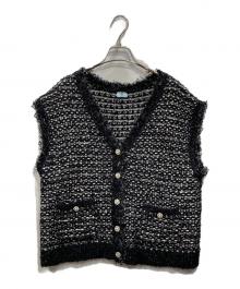 KUMIKYOKU（クミキョク）の古着「フリンジニット ベスト」｜ブラック