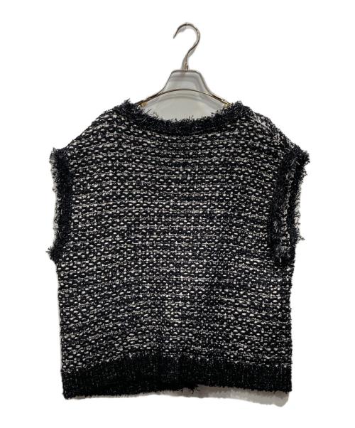 KUMIKYOKU（クミキョク）KUMIKYOKU (クミキョク) フリンジニット ベスト ブラック サイズ:XXLの古着・服飾アイテム