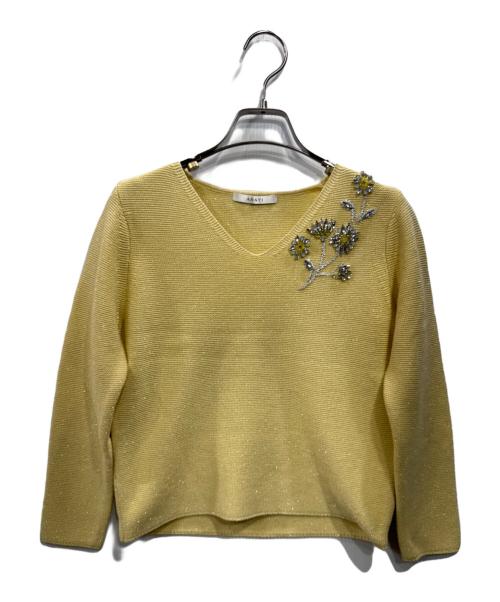 ANAYI（アナイ）ANAYI (アナイ) フラワービジューニット イエロー サイズ:38の古着・服飾アイテム