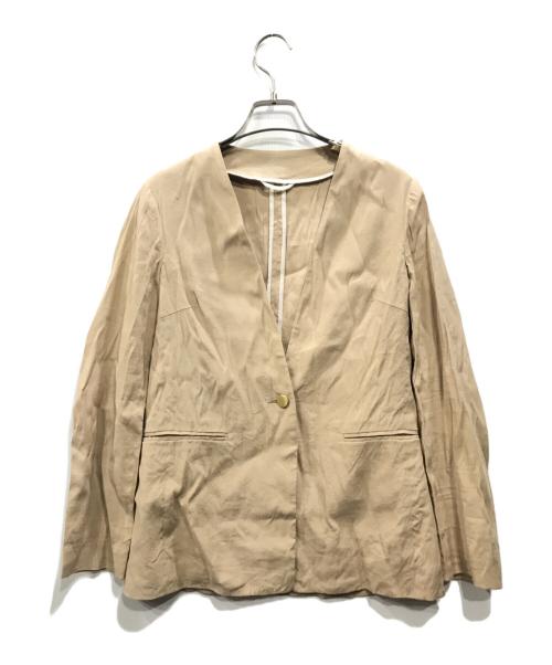 ANAYI（アナイ）ANAYI (アナイ) リネン混ノーカラージャケット ベージュ サイズ:34の古着・服飾アイテム