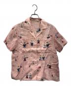 Mademoiselle NON NONマドモアゼルノンノン）の古着「リネンオープンカラーシャツ」｜ピンク