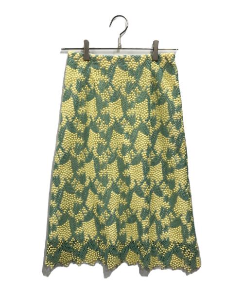 ANAYI（アナイ）ANAYI (アナイ) ボタニカルレーススカート イエロー×グリーン サイズ:36の古着・服飾アイテム