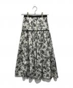 ANAYIアナイ）の古着「フラワープリントスカート」｜ホワイト×ブラック