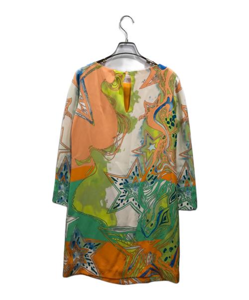 Emilio Pucci（エミリオ プッチ）Emilio Pucci (エミリオ プッチ) 総柄シルクワンピース オレンジ サイズ:40の古着・服飾アイテム