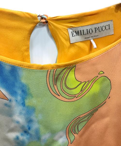 Emilio Pucci（エミリオ プッチ）Emilio Pucci (エミリオ プッチ) 総柄シルクワンピース オレンジ サイズ:40の古着・服飾アイテム