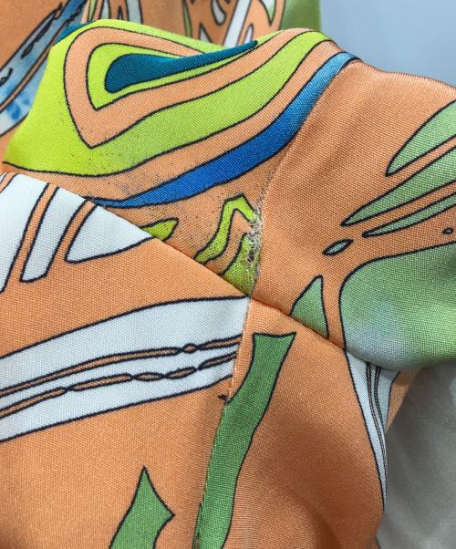 Emilio Pucci（エミリオ プッチ）Emilio Pucci (エミリオ プッチ) 総柄シルクワンピース オレンジ サイズ:40の古着・服飾アイテム