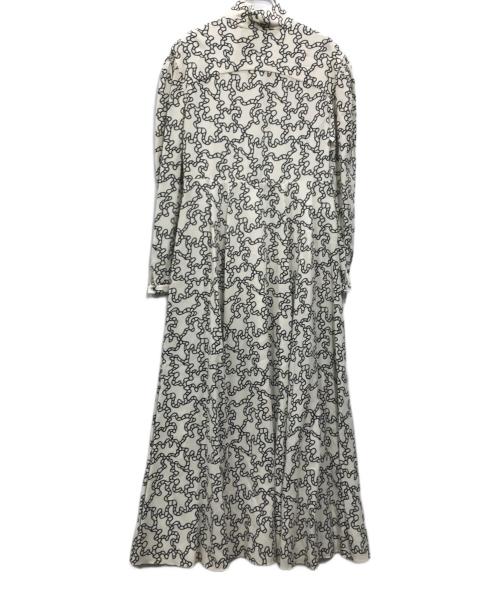 VALENTINO（ヴァレンティノ）VALENTINO (ヴァレンティノ) 総柄ワンピース ホワイト×ブラック サイズ:40の古着・服飾アイテム