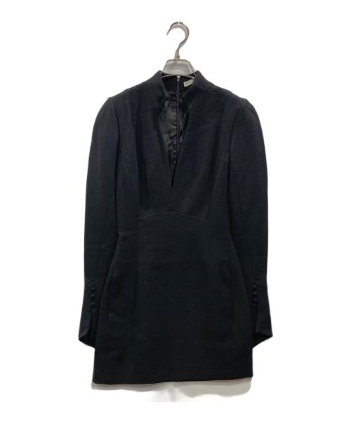 OLIVIER THEYSKENS（オリヴィエ ティスケンス）Olivier Theyskens (オリヴィエ ティスケンス) 深Vネックワンピース ブラック サイズ:36の古着・服飾アイテム