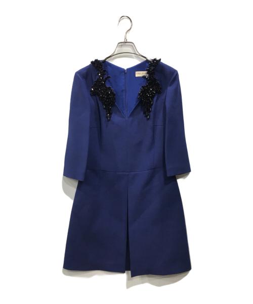 Emilio Pucci（エミリオ プッチ）Emilio Pucci (エミリオ プッチ) ブローチ付ワンピース ブルー サイズ:40の古着・服飾アイテム