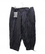 Yohji Yamamoto pour hommeヨウジヤマモト プールオム）の古着「リネンストライプパンツ」｜ネイビー