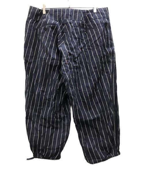 Yohji Yamamoto pour homme（ヨウジヤマモト プールオム）Yohji Yamamoto pour homme (ヨウジヤマモト プールオム) リネンストライプパンツ ネイビー サイズ:4の古着・服飾アイテム