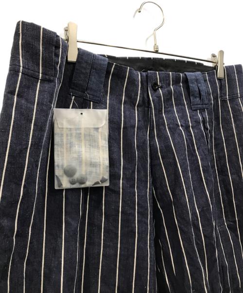 Yohji Yamamoto pour homme（ヨウジヤマモト プールオム）Yohji Yamamoto pour homme (ヨウジヤマモト プールオム) リネンストライプパンツ ネイビー サイズ:4の古着・服飾アイテム