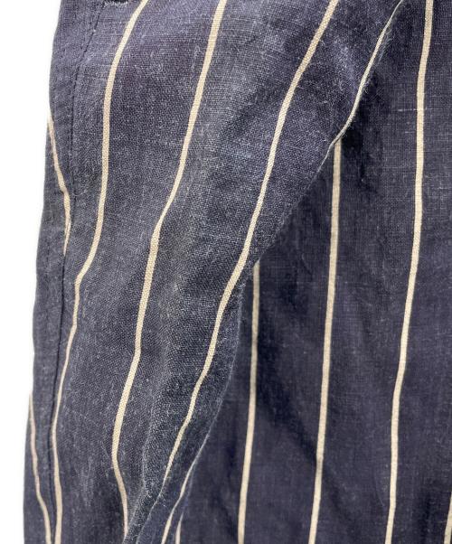 Yohji Yamamoto pour homme（ヨウジヤマモト プールオム）Yohji Yamamoto pour homme (ヨウジヤマモト プールオム) リネンストライプパンツ ネイビー サイズ:4の古着・服飾アイテム