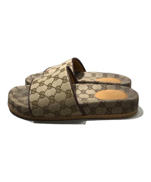 GUCCI（グッチ）GUCCI (グッチ) GGキャンバス サンダル ベージュ サイズ:8の古着・服飾アイテム
