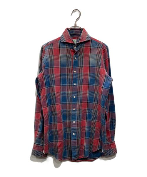 finamore（フィナモレ）Finamore (フィナモレ) チェックネルシャツ レッド×ブルー サイズ:15-3815-38の古着・服飾アイテム