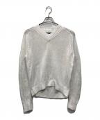 ）の古着「リネン混Vネックニット」｜ホワイト