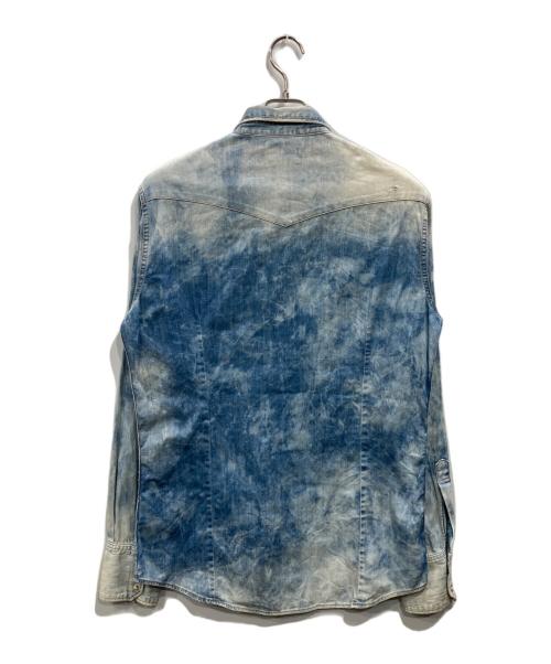 DSQUARED2（ディースクエアード）DSQUARED2 (ディースクエアード) ブリーチ加工デニムウエスタンシャツ ブルー サイズ:52の古着・服飾アイテム