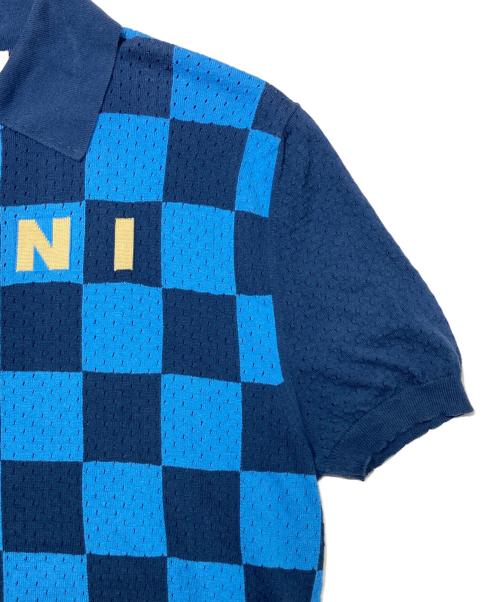 MARNI（マルニ）MARNI (マルニ) チェックニットポロシャツ ブルー サイズ:44の古着・服飾アイテム