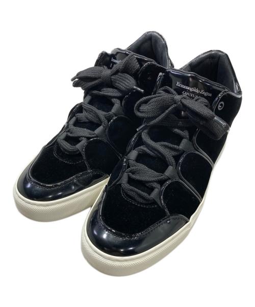 ERMENEGILDO ZEGNA（エルメネジルド・ゼニア）ERMENEGILDO ZEGNA (エルメネジルド・ゼニア) ハイカットベロアスニーカー ブラック サイズ:7 1/2の古着・服飾アイテム