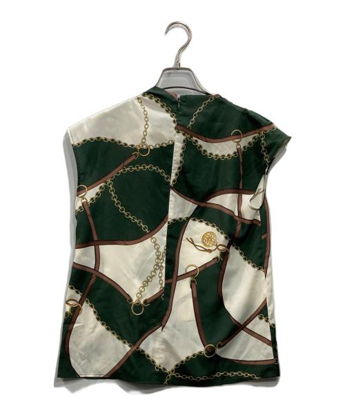 Pinky & Dianne（ピンキーアンドダイアン）Pinky & Dianne (ピンキーアンドダイアン) スカーフデザインブラウス グリーン サイズ:Ｍの古着・服飾アイテム